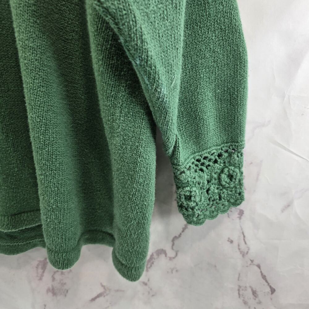Vintage Sweater Womens Large 90s Green Oversized Coastal Cotton Ramie Crochet - Picture 4 of 12